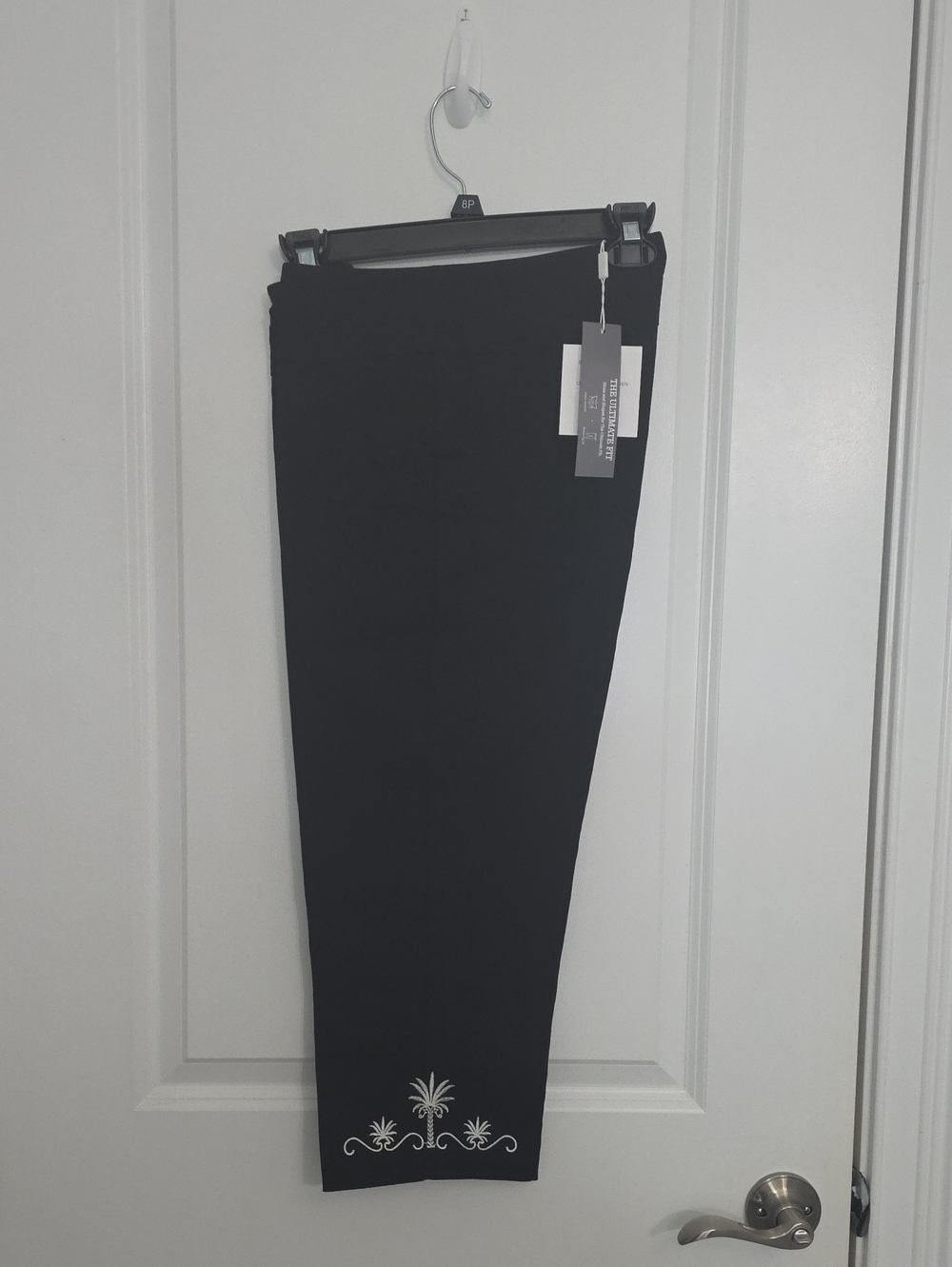 Zac & Rachel Black Pencil Skirt with White Embroidery